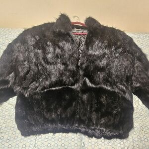 Mens 7XL Beaver Fur Black Coat